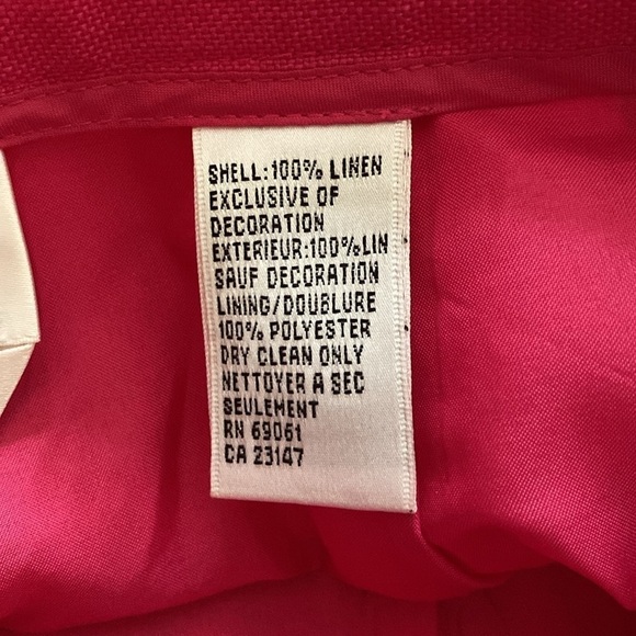 Talbots Hot Pink Irish Linen Lined Tropical Fruit Embroidered Pants Size 8P - Picture 9 of 12